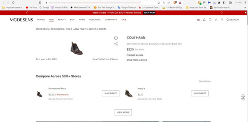 Zapato De Cuero Cole Haan Botas Morris Chukka Para Hombre 45 (Usado)