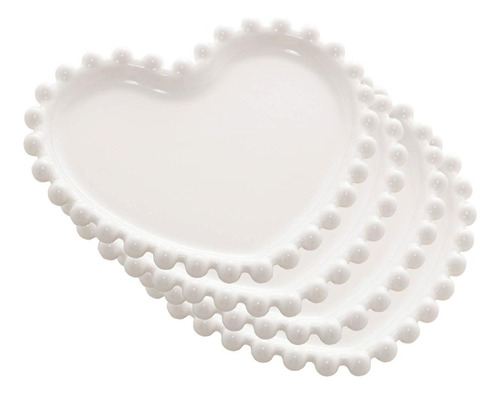 4 Pratos Wolff Beads De Porcelana Branco