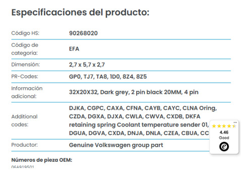 Sensor Bulbo Temperatura Jetta Clasico/golf/crafter Original