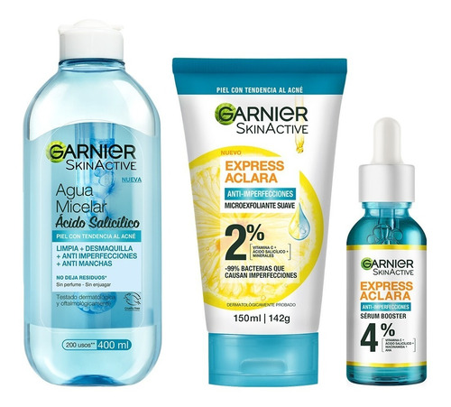 Kit Garnier Rutina Express Aclara Anti Acné Ácido Salicílico