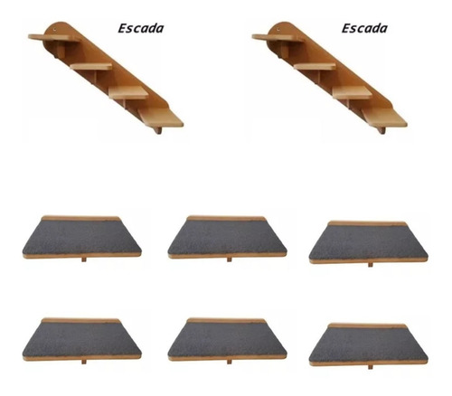 Kit Gato 2 Escadas + 6 Prateleiras Grandes Em Mdf 15mm