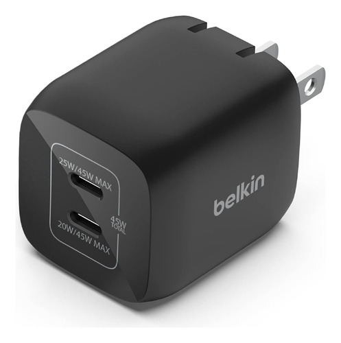 Belkin 45w Dual Usb-c Wall Charger, Fast Charging Power Deli