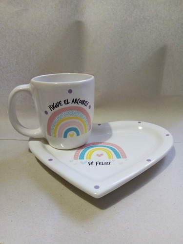 Taza + Plato Cerámica Set Desayuno Regalo Souvenir