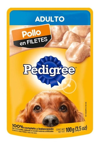 Alimento Pedigree En Filetes para perro adulto de raza  pequeña sabor pollo en sobre de 100g