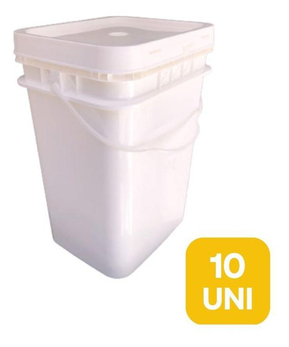 Balde Retangular 20l P Arroz Branco 10 Unid