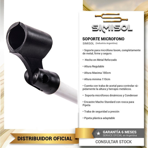 Imagen 3 de 5 de Pie Microfono Reforzado Con Pipeta Jirafa Metalico - Envio