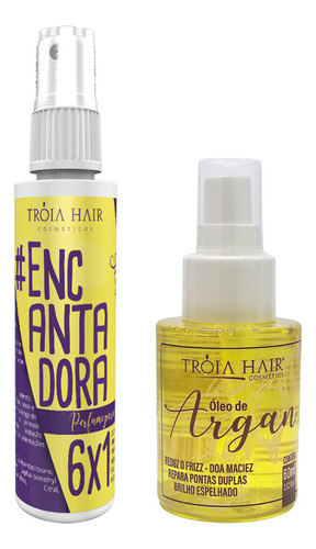Óleo De Argan 60ml + Gloss Spray Encantadora 6em1 Tróia Hair