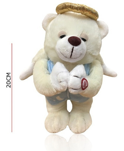 Oso Peluche 28cm Con Aureola Rezadores Con Sonido Y Luz Edu