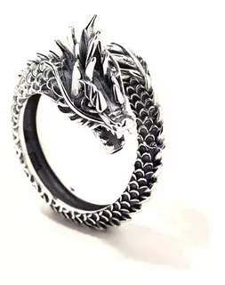 Anillo Abierto Vintage Dragón Tamaño Libre - Hombre Y Mujer