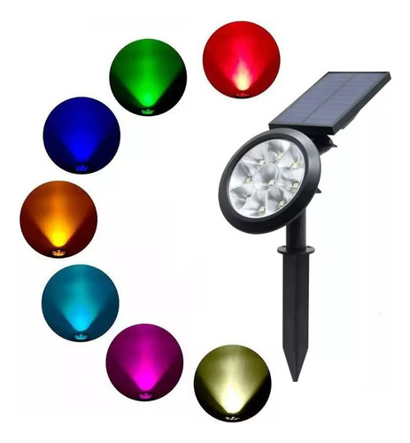 Lampara Foco Solar Jardín Exterior Luz Led Colores Rgb Clic