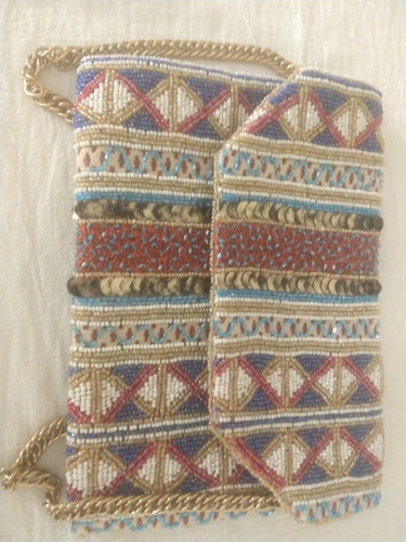 Cartera Fiesta Bordada Canutillos. Boho 