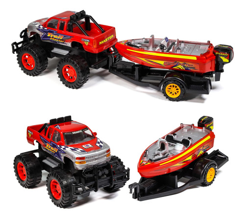 Speed Max King Friction Power Monster Truck Speed Boat Haul.