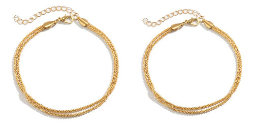 Tobilleras Simples Con Cadena De Metal, 2 Piezas, Para Mujer
