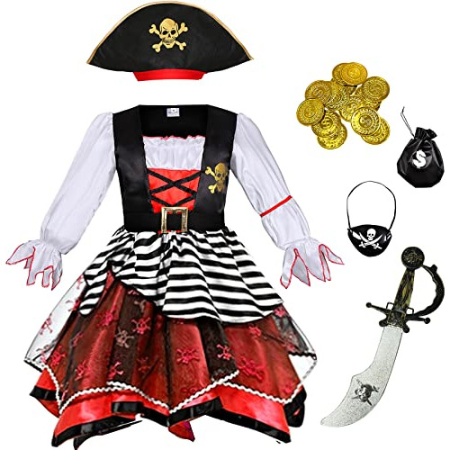 Disfraz De Pirata Niñas Halloween, Vestido Niños