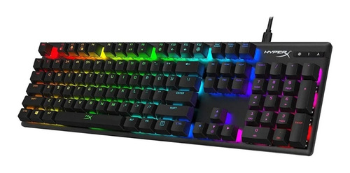 Teclado gamer HyperX Alloy Origins QWERTY inglés US color negro con luz RGB