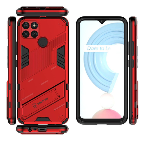Funda Punk Uso Rudo Carcasa Para Realme C21y/c25y+mica Rojo Realme C21y/realme C25y