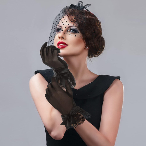 Guantes De Encaje Para Mujer, Guantes De Vestir Con