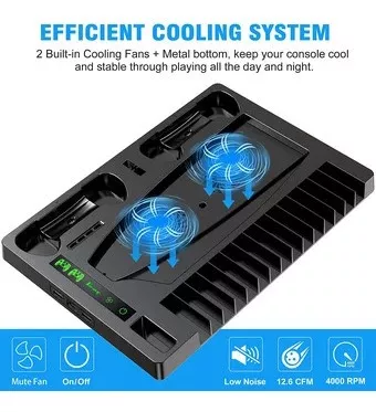 Suporte de carregamento com ventilador de resfriamento para console e  controlador de edição digital PS5 / PS5, estação de carregamento vertical  com 15