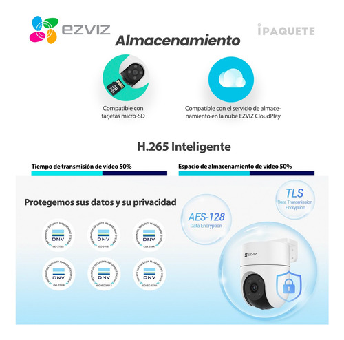 Kit 3 Cámaras Seguridad Ezviz Ip Wifi Domo 360 Exterior+64gb