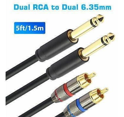 Imagen 1 de 10 de Aux Auxiliar Dual 6.35mm Audio Plug Macho A 2 Rca Enchuf-425