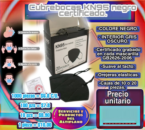 25 Cubrebocas Mascarillas Kn95 Certificada Original Barato