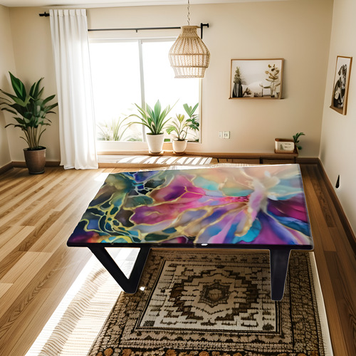 Mesa Auxiliar Estampado Flores Negro