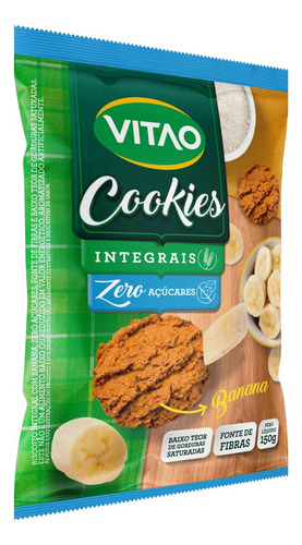 Biscoito Cookie Integral Banana Zero Açúcar Vitao Pacote 150