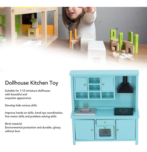 Juego De Juguetes De Cocina 1:12 Mueble De Madera En Miniatu
