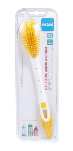 Escova Limpeza Mamadeiras E Bicos Soft Brush Mam ® Amarela