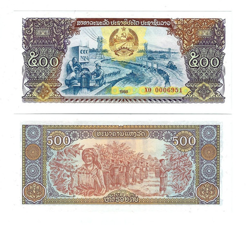 Laos - Billete 500 Kip 1988 - Unc