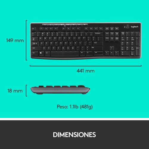 Imagen 7 de 10 de Combo Teclado Y Mouse Inalámbricos Logitech Mk270 / Inglés