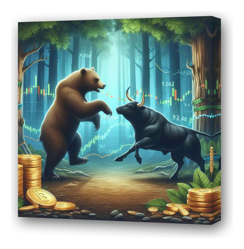 Cuadro 45x45cm Oso Toro Trading Finanzas Inversiones