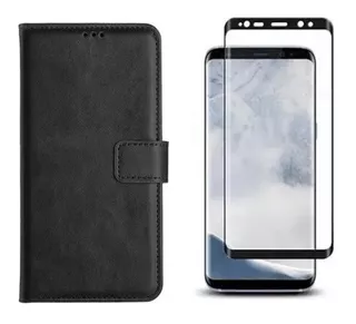 Kit Capa Case Carteira Couro P/ Galaxy S8 Plus + Pelicula 3d