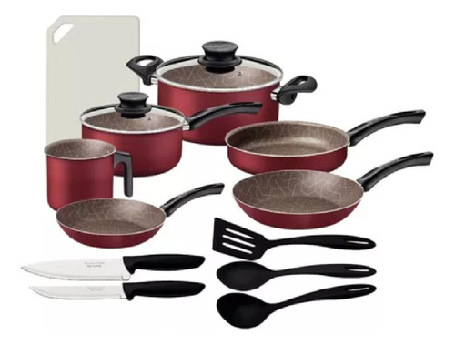 Bateria De Cocina Tramontina Paris 14 Piezas Color Rojo
