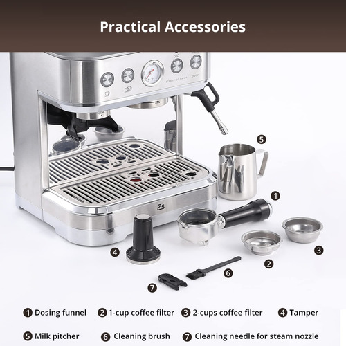 Cafetera Espresso Profesional Espumador Molinillo Bomba Ital