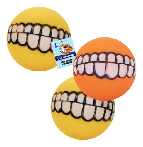 Brinquedo Cachorro Bola Com Sorriso De Borracha Para Pets