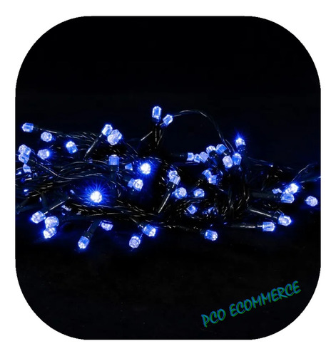 Cordão Pisca 100 Led Fixo Fio Verde 10m M/f C/emenda 110v Cor das luzes Azul 127V