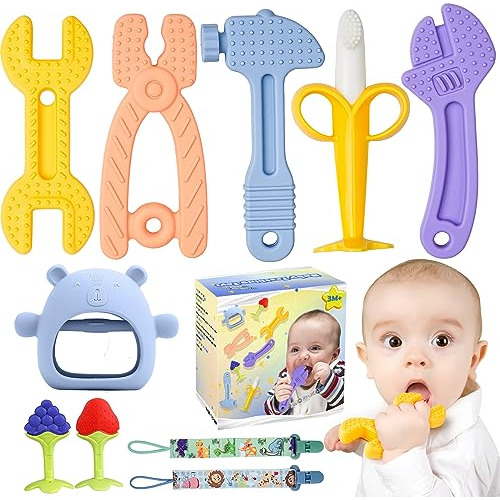 8 Pc Baby Teething Toys, Teethers Set For 0-6, 3-6 Mont...