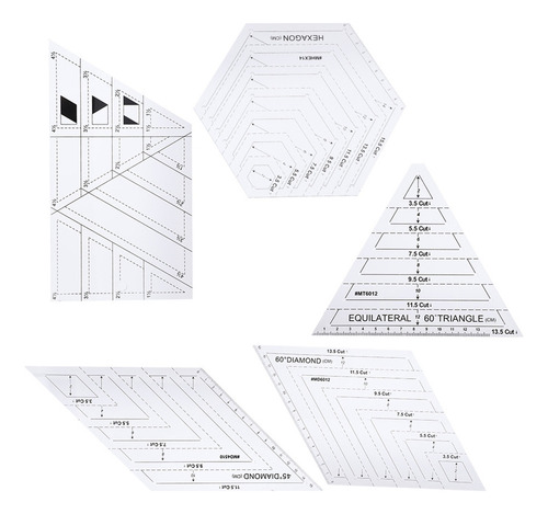 Juego De Reglas Patchwork 5pcs Plantillas De Acolchado Trans