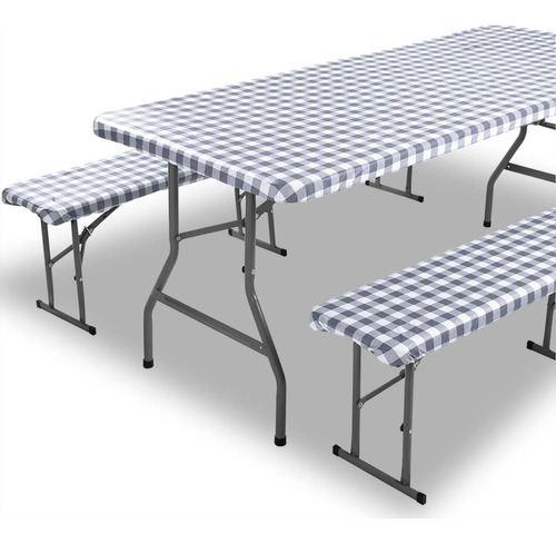 3 Piezas De Mantel Ajustable Mesa De Picnic Y Banco, Cu...