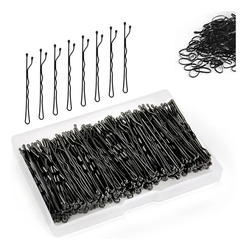 200 Pinzas De Pelo Negro Con Caja Y Bandas De Goma.