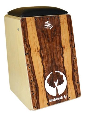 Cajon Percussion Jumbo Eletrico- Madeira De Lei- Imbuia Top 