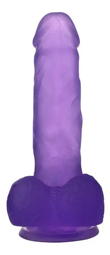 Pene suave y realista con escroto y ventosa - Jelly Love