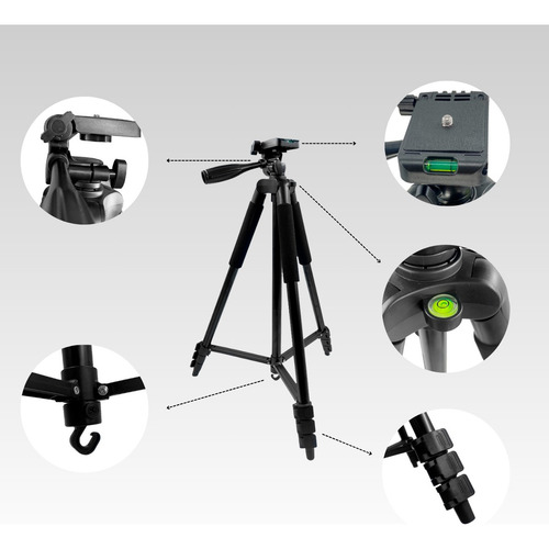 Suawin Tripé Câmera Universal 1,8m Canon Suporte Celular TriPod Preto