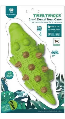 Natura Nourish Pet Treat 2 En 1 Dental Cocodrilo/pollo Color Verde lima