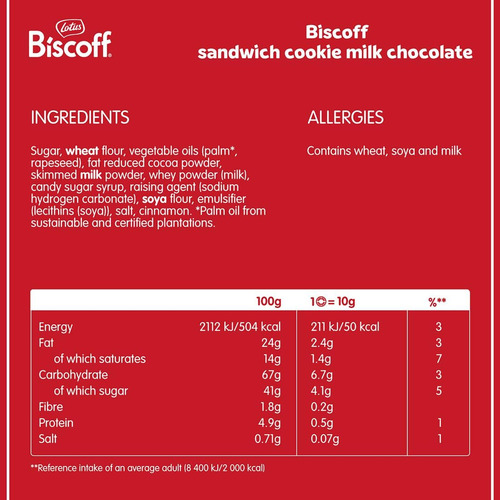 Galletas Lotus Biscoff Relleno Chocolate Sandwich 110g