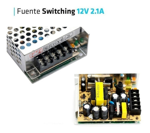 Imagen 3 de 10 de Fuente 12v 2a Metalica Regulada Switching Tira Led Cctv Full