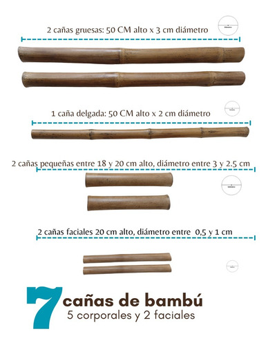 Kit Bambuterapia 7 Cañas Corporal Y Facial