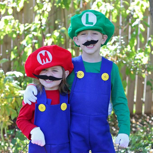 N Kit Disfraz Super Mario Bross Y Luigi Superheroe Para