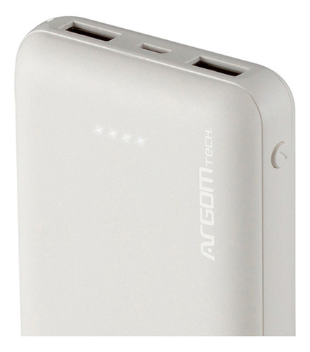 Cargador Portátil Argomtech C12 12000mah Power Bank Compacto Color Blanco